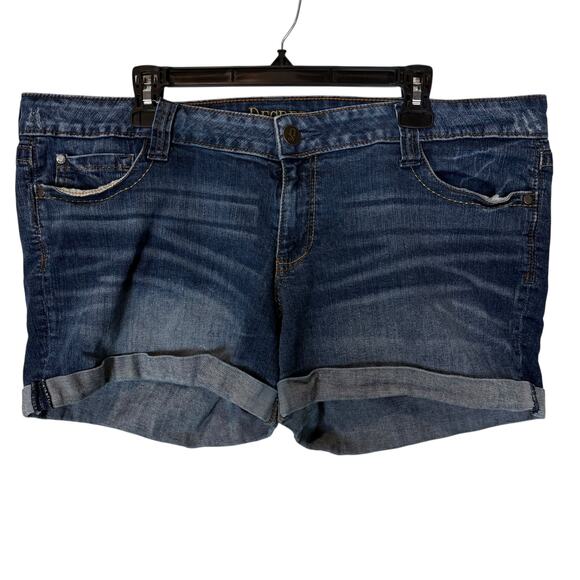 Decree Cut Off Shorts Womens 19 Blue Denim Stretch High Rise Cuffed Hem Summer - Picture 1 of 11